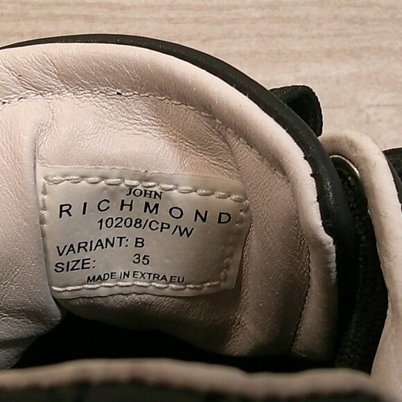 John Richmond Luxury black silver studs leather biker sneakers style Size 35 - Picture 4 of 10